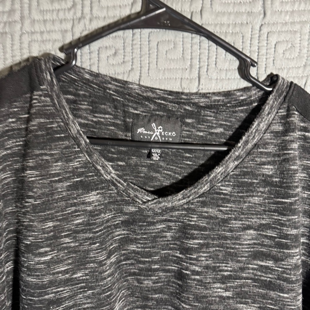 Marc Ecko Cut & Sew T-Shirt Men’s Side 4X Y2K Black Short Sleeve Belt Shoulders - Picture 8 of 9